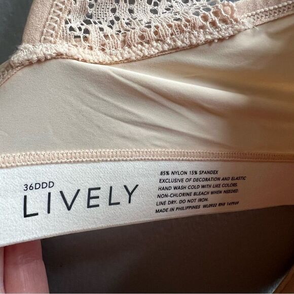 Lively NWT T-Shirt Bra Toasted Almond Beige Underwire Scalloped Lace Back 36DDD - Picture 10 of 13